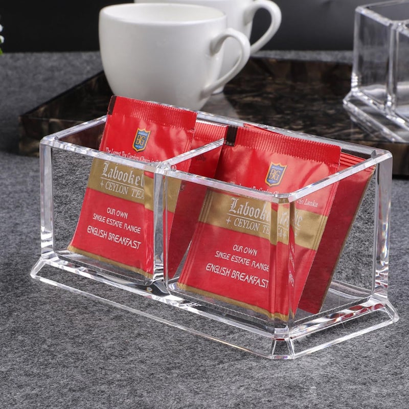 Yakri Acrylic Tea Bags Holder Coffee Sugar Bag Case Guest Room Storage Boxes - Holder for Tea Bags, Small Packets, Sweeteners,Sugar Packet, Coffee, Condiment (L16.6*W8.2*H7.5cm) - Image 2